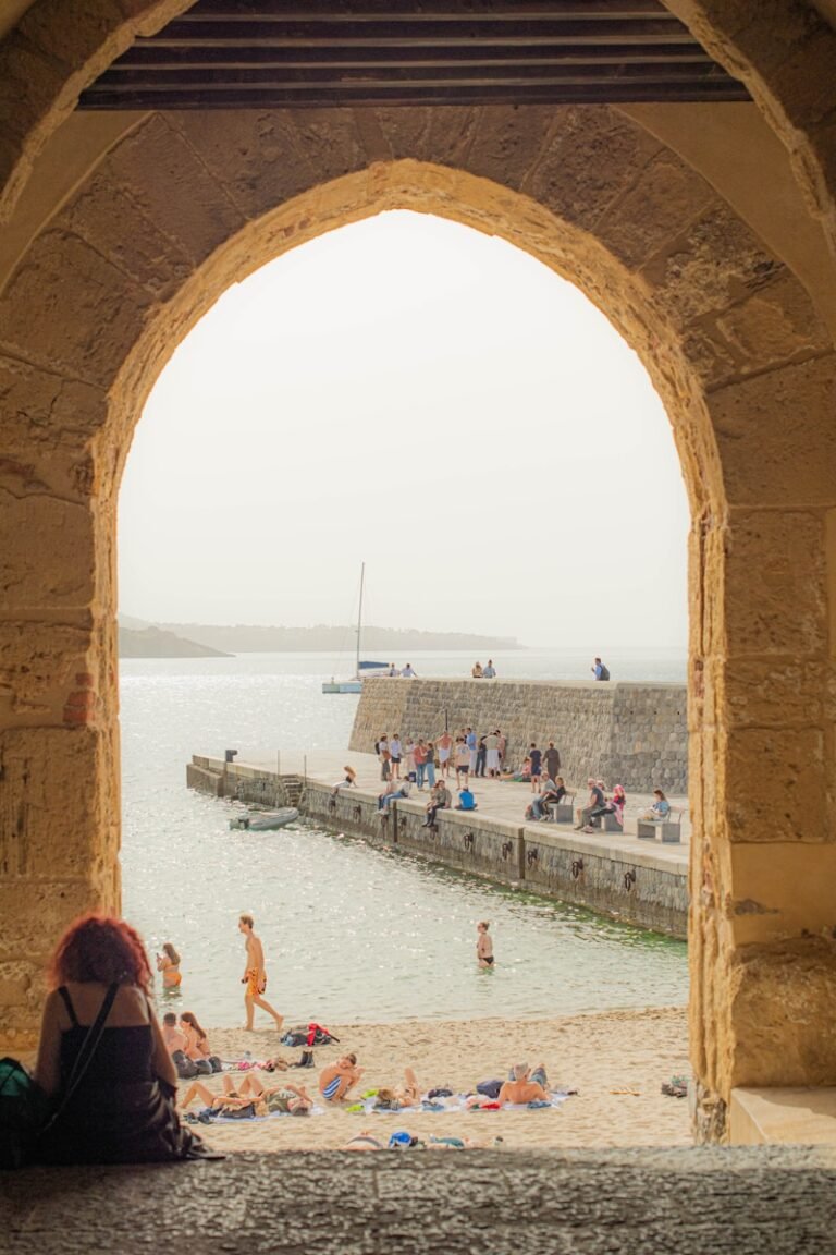 A person sitting on the ground looking out at a body of water